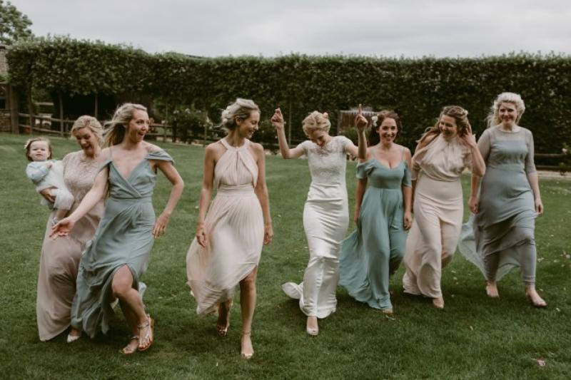 Bridal party makeup with complementary warm toned eyeshadow