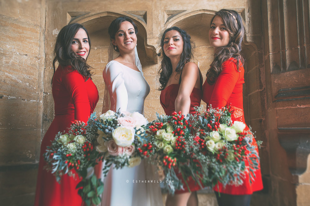 December wedding at Hengrave Hall, Suffolk. - Make Me Bridal Artist: Cambridge Makeup Artist - Hair & Makeup. Photography by: Esther Wild. #bridalmakeup #bridalhair #bridesmaidhair #redlip #christmaswedding