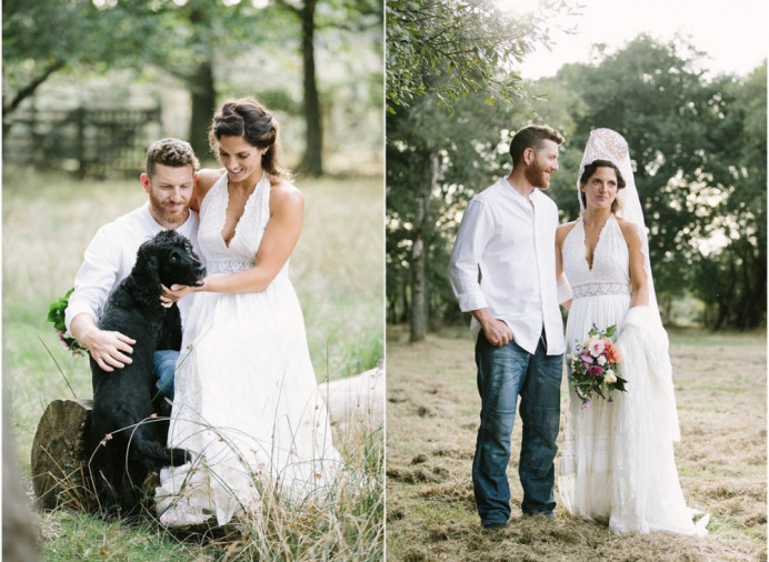 Incorporating this bride's gorgeous headdress was a challenge I relished! It's a stunning personal touch and fits with the beautiful, relaxed, outdoorsy feel of this wedding day. - Make Me Bridal Artist: Bridal Hair in Hampshire. Photography by: Camilla Arnhold. #bohemian #classic #bohobride #modern