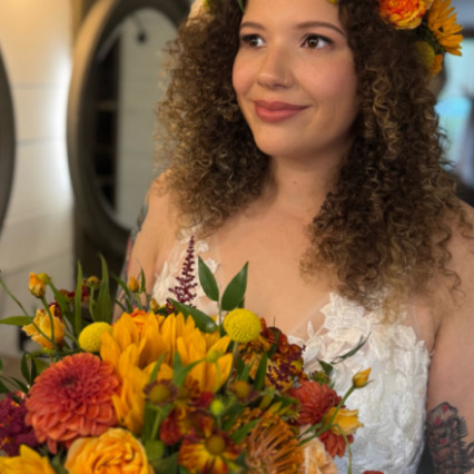 Bridal makeup for the beautiful Libby at The Bridal Barns in Claverley - #bohemian #vintage #glamorous #boho #flowercrown #naturalmakeup #weddingmorning #gettingready #bridalmakeup #flowersinherhair #soft #bridalhair