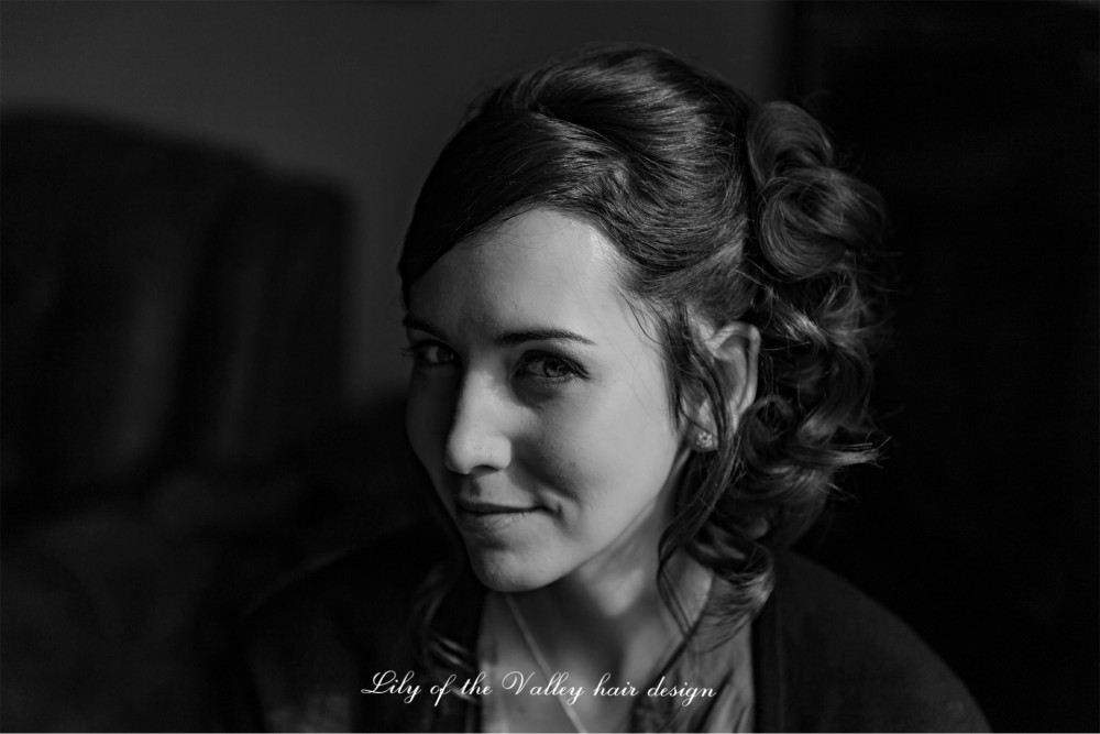  - Make Me Bridal Artist: Lily of the Valley hair design. Photography by: Gareth Beynon. #weddingmorning #brunette #bridesmaidhair #hairup #beauty