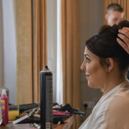 Hair and make-up. The Bride chose a natural glam bridal look for her make-up and a classic up do for hair. - #classic #bridalmakeup #updo #hairup