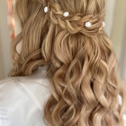 Braids and waves with clip-in extensions - Photography by: Charlotte Heather Bridal Hair. #bohemian #boho #halfuphair #blonde #braid #bohobride