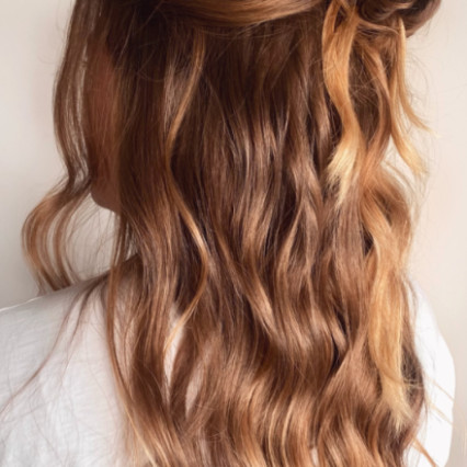 Effortless waves and bun details - Photography by: Charlotte Heather Bridal Hair. #bohemian #boho #halfuphair