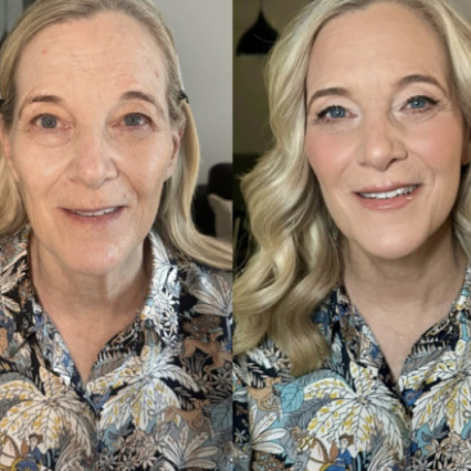 Volume curls and soft glam for mature skin. - #glow #destinationwedding #hairvolume #matureskin