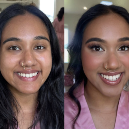 Bridesmaids glam - enhancing her natural beauty! Half up half down hairstyle & soft glam make-up. - #glamorous #bridesmaidhairandmakeup #elegantmakeup #eleganthair