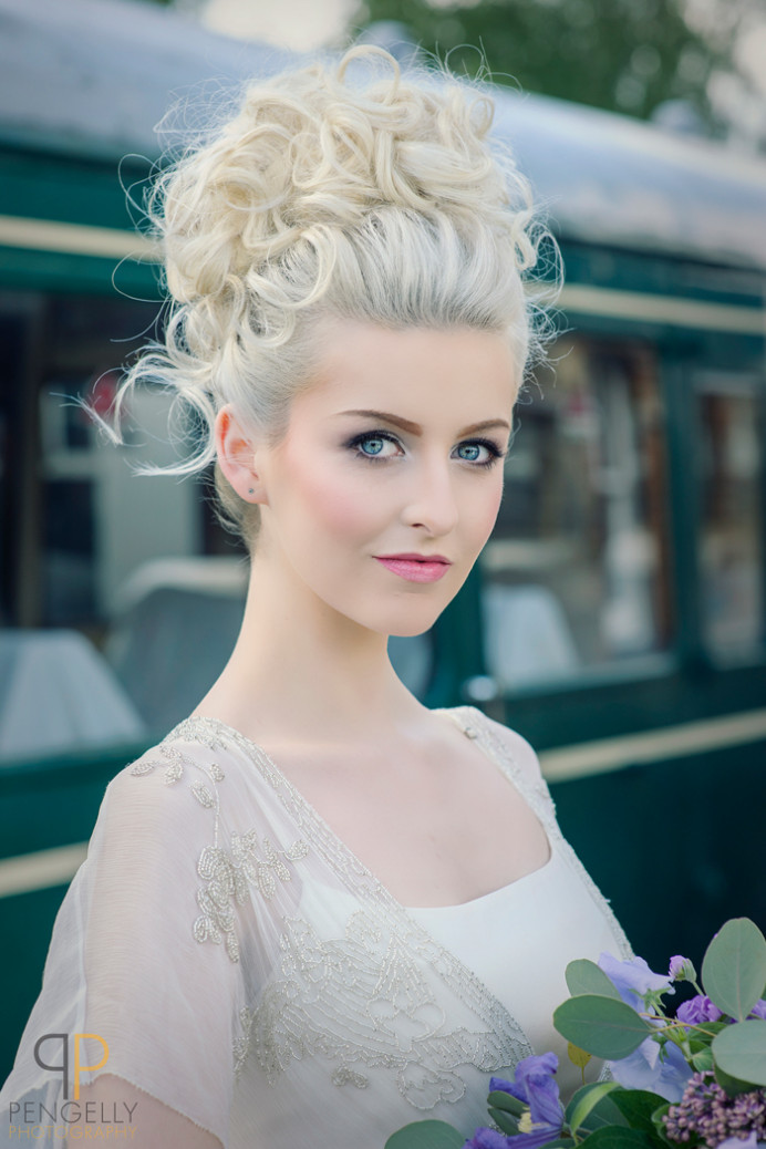 Statement 'up do' for Amber, Soft and Romantic - Make Me Bridal Artist: Beautiful Hair 4 Weddings. Photography by: Kevin Pengelly. #classic #boho #curls #blonde #bridalhair #pretty