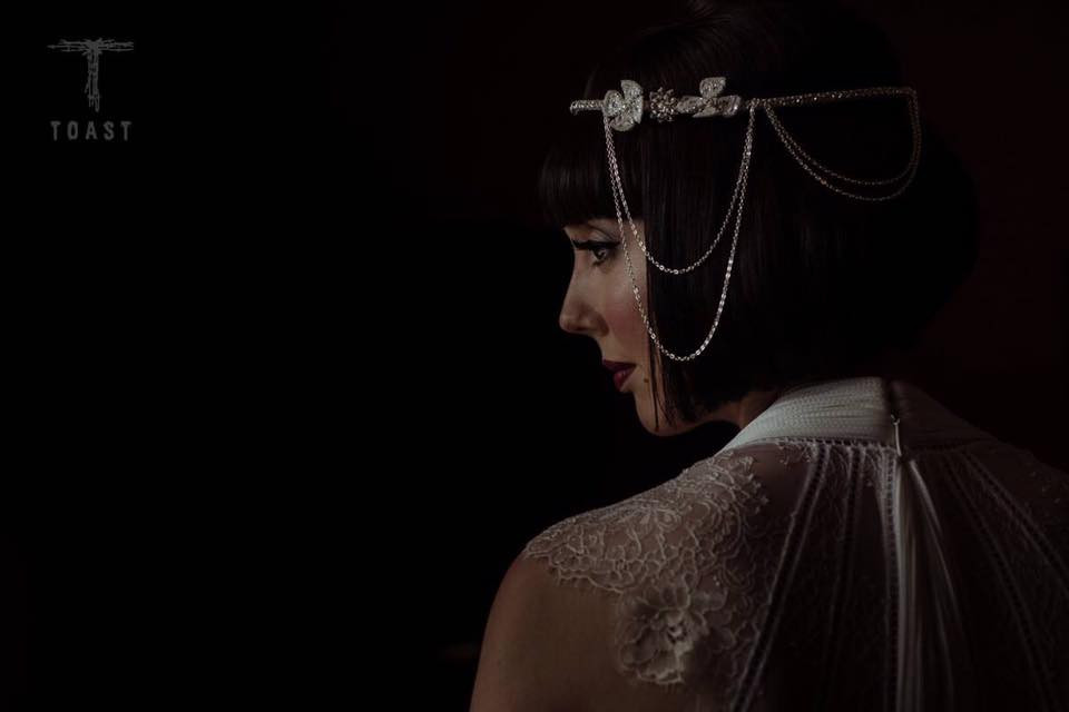 How to rock a strong style with a fantastic hair accessory. - Make Me Bridal Artist: Hair by Louise Rhodes. Photography by: Shelley Montavani @ Toast of Leeds. #vintage #brunette #bride #bob #straighthair