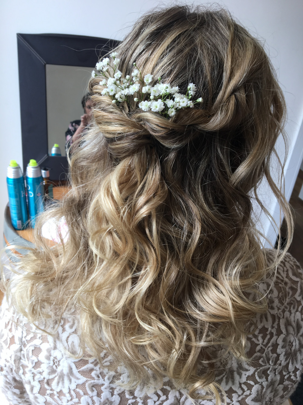  - Make Me Bridal Artist: Lisa gadsby wedding hair specialist . Photography by: Lisa gadsby . #halfuphair #curls #gypsophila #soft #bridesmaidhair #wavyhair