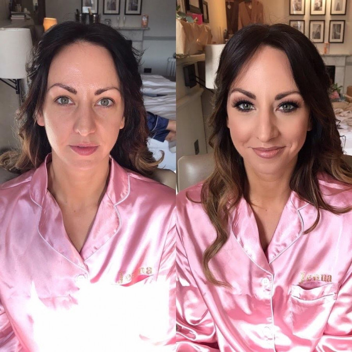 A before and after of one of my brides. - Make Me Bridal Artist: Sabina Ventriglia Makeup Artist. Photography by: NA. #smokeyeyes #bridalmakeup #bride #makeupartist #beforeandafter