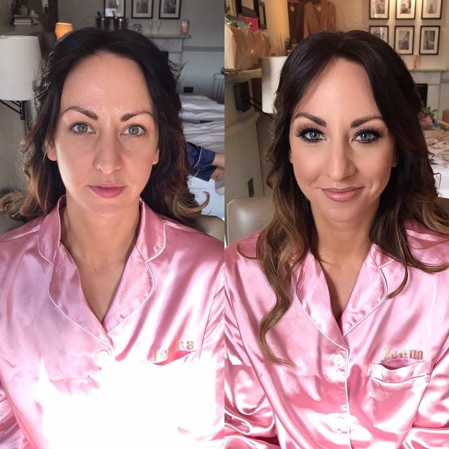 A before and after of one of my brides. - Make Me Bridal Artist: Sabina Ventriglia Makeup Artist. Photography by: NA. #smokeyeyes #bridalmakeup #bride #makeupartist #beforeandafter