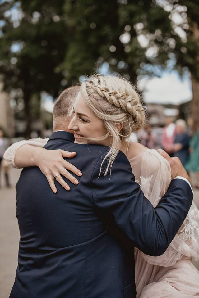 Bride Akvile - Make Me Bridal Artist: let's hair. Photography by: Millaw Photography. #bohemian #boho #blonde #bridalhair #rustic #glambride #bohobride #blondebride #dutchbraid #braidedupdo #weddingupdo #lowbraidedupdo #chunkybraid #braids #braid #plaitedupdo