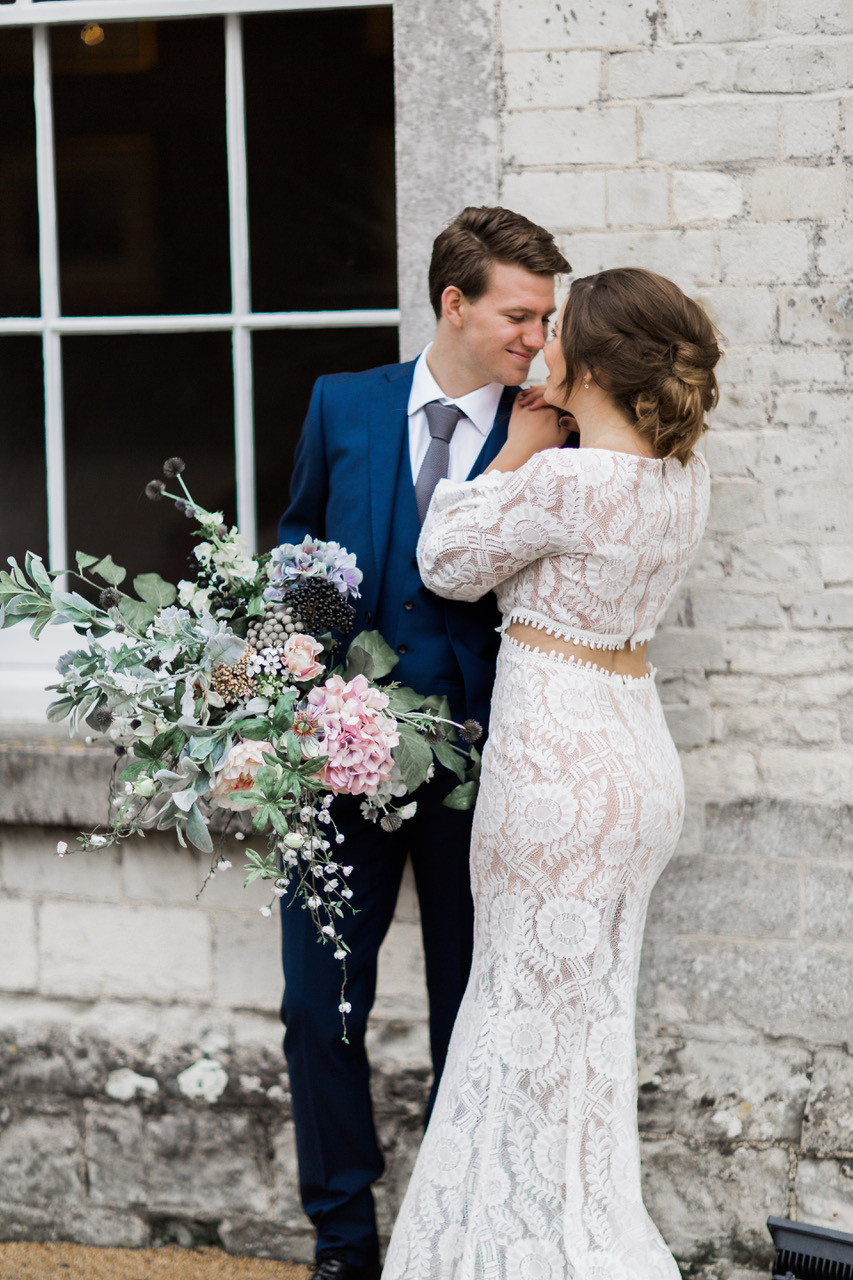 What a cute couple! I styled both as I ready gents too! Ghd mini curlers for him and ghd curls for her. - Make Me Bridal Artist: Treats4hair . Photography by: Rebecca Searle. #glamorous #rustic #elegant #lowupdo #relaxedupdo #romantichairup